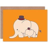 Artery8 Cute Elephants Top Hat Calf Cartoon Boy New Baby Card