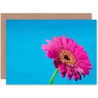 Wee Blue Coo Gerbera Daisy Flower Pink Petals Floral Thank You Card