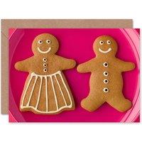 Artery8 Gingerbread Man Woman Romance Love Pink Food Christmas Card