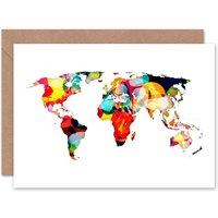 Artery8 Map Earth World Continents Colourful Abstract Goodbye Card
