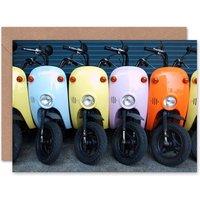 Artery8 Moped Multicoloured Row Pink Orange Yellow Art Card
