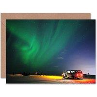 Artery8 Camper Van Under Northern Lights Aurora Borealis Sky Card