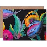 Wee Blue Coo Bright Flower Pattern Painting Detail Floral Card