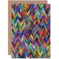 Artery8 Abstract Painting Zigzag Colourful Birthday Greetings Card