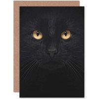 Artery8 Black Cat Close Up Photo Greetings Card