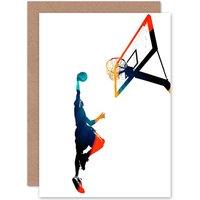 Artery8 Basketball Slam Dunk Greeting Card in White