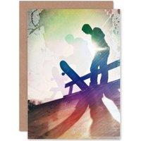 Artery8 Skateboard Grunge Style Sport Teen Greetings Card