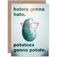 Artery8 Haters Gonna Hate Potato Greetings Card in Grey