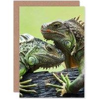 Artery8 Iguana Lizard Reptile Animal Closeup Greetings Card in Green