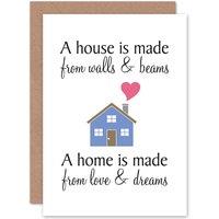 Artery8 New House Walls Beams Love Dreams Greetings Card in White