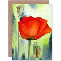 Artery8 Poppy Flower Spring Wildflower Floral Watercolour Card