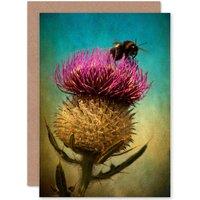 Artery8 Scottish Thistle & Bumblebee Greetings Card