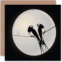 Artery8 Bird Moon Love Romance Swallow Anniversary Valentines Card