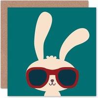 Wee Blue Coo Boy Bunny Teal Cute Sunglasses Easter Card