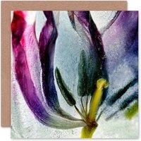 Wee Blue Coo Close Up Tulip Petals Art Blank Just to Say Card