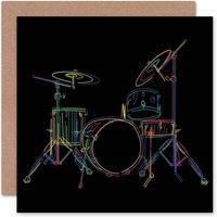 Artery8 Drum Set Drummer Music Birthday thankyou Art Greeting Card
