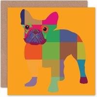 Wee Blue Coo Dog Lover French Bulldog Colourful Pop Art Animal Card