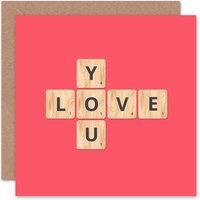 Wee Blue Coo Love You Pink Tiles Partner Anniversary Valentines Card