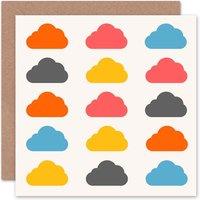 Wee Blue Coo Colourful Clouds Weather Symbol Rain Art Card