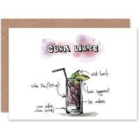 Artery8 Cuba Libre Cocktail Drink Recipe Drawing Birthday Card