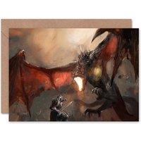 Artery8 Fire Breathing Dragon Knight Battle Art Blank Card