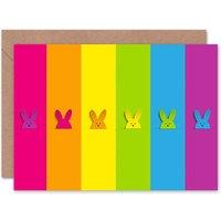 Wee Blue Coo Colourful Bunnies Stripes Easter Card