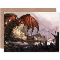 Artery8 Dragon Guarding Castle Army Battle Fantasy Concept Art Card