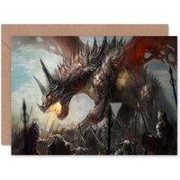 Artery8 Fantasy Knights Army Dragon Art Blank Just to Say Card