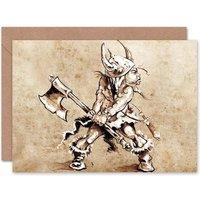Artery8 Fantasy Dwarf Axe Art Blank Just to Say Card