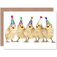 Artery8 Chicks With Party Hats Birthday Card
