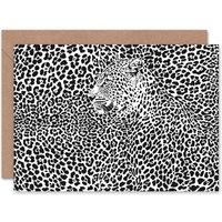 Artery8 Leopard Print Pattern Illusion Black White Animal Card
