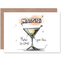 Artery8 Martini Cocktail Drink Recipe Drawing Birthday Card