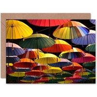 Artery8 Multi Coloured Umbrella Art Blank Just to Say Card