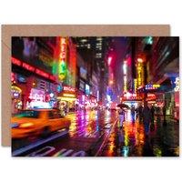 Artery8 New York Neon City Lights Photo Art Blank Just to Say Card