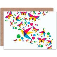 Artery8 Origami Birds Butterflies Abstract Art Card