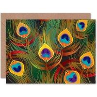 Artery8 Feathers Bright Pattern Peacock Art Blank Just to Say Card