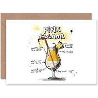 Artery8 Pina Colada Cocktail Drink Recipe Drawing Birthday Card