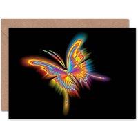 Artery8 Psychedelic Vibrant Neon Colourful Butterfly on Blank Card