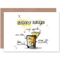 Artery8 Screwdriver Cocktail Drink Recipe Drawing Birthday Card