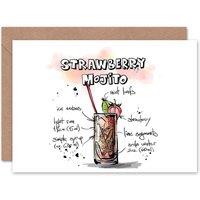 Artery8 Strawberry Mojito Cocktail Drink Friendship Card