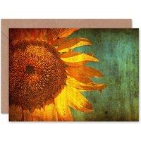 Artery8 Sunflower Bloom Grunge Effect Photograph Nature Greeting Card
