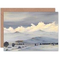 Artery8 Alaska Winter Snow Mountain Landscape Painting Greeting Card