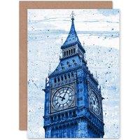 Artery8 Big Ben London Tourist Greetings Card in Blue
