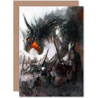 Artery8 Medieval Army Soldiers Battle Dragon Fantasy Concept Art Card