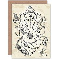Artery8 Ganesha Indian God Greetings Card in Beige