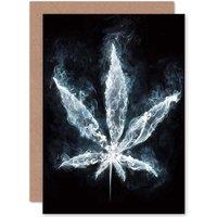 Artery8 Glowing Smoke Hash Leaf Greetings Card in Black