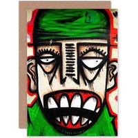 Artery8 Grafitti Abstract Face Teeth Greetings Card