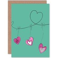 Artery8 Love Hearts String Anniversarys Card in Green