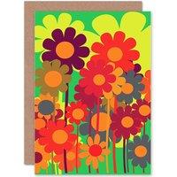 Artery8 Multi Coloured Flowers Spring Greetings Card