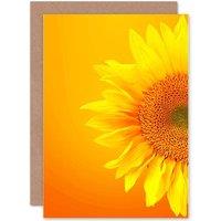 Artery8 Macro Sunflower Petals Greetings Card in Orange